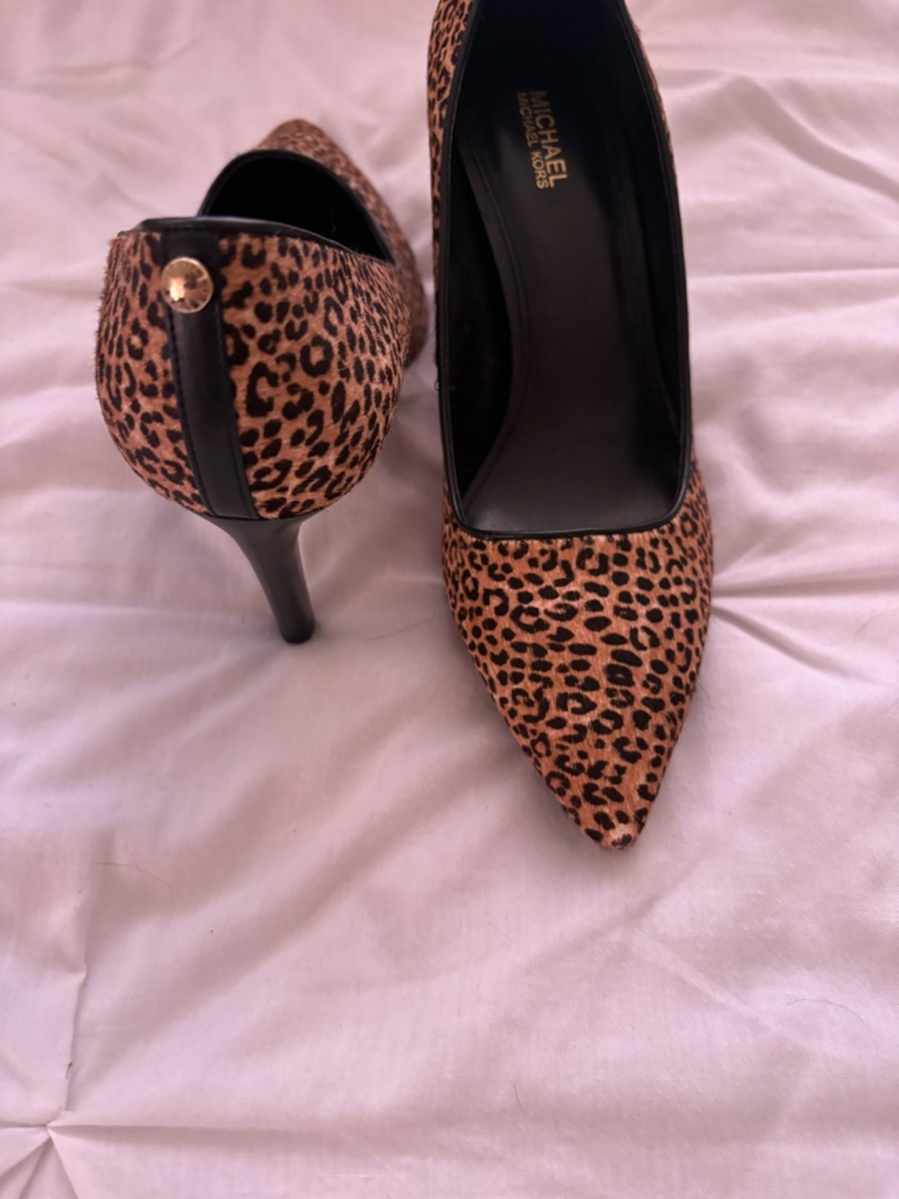 Michael Kors Leopard Print Pointed-Toe Stiletto Pumps - Black & Brown - Picture 4 of 5